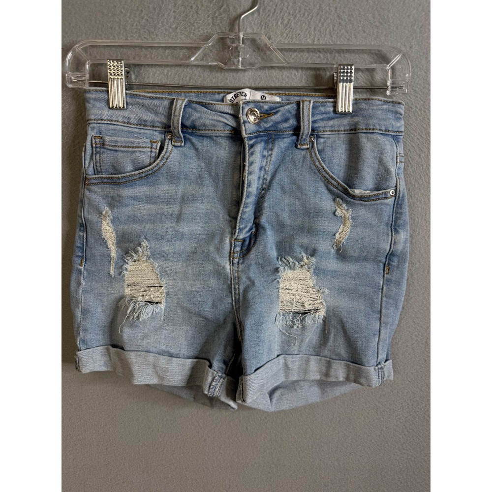 Wax Jean Collection Denim Shorts Women's Medium Blue Distressed Juniors